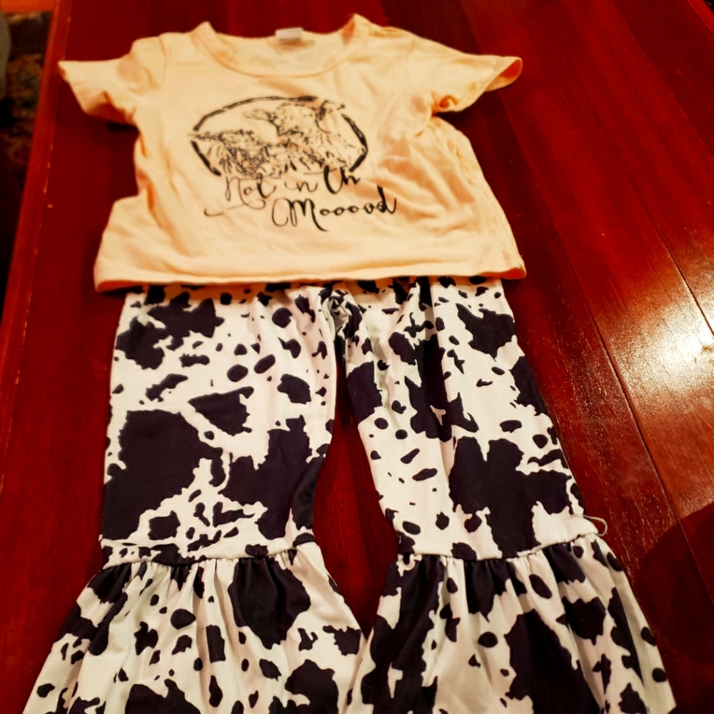 Not in the mood 2-3y pink and cow print outfit